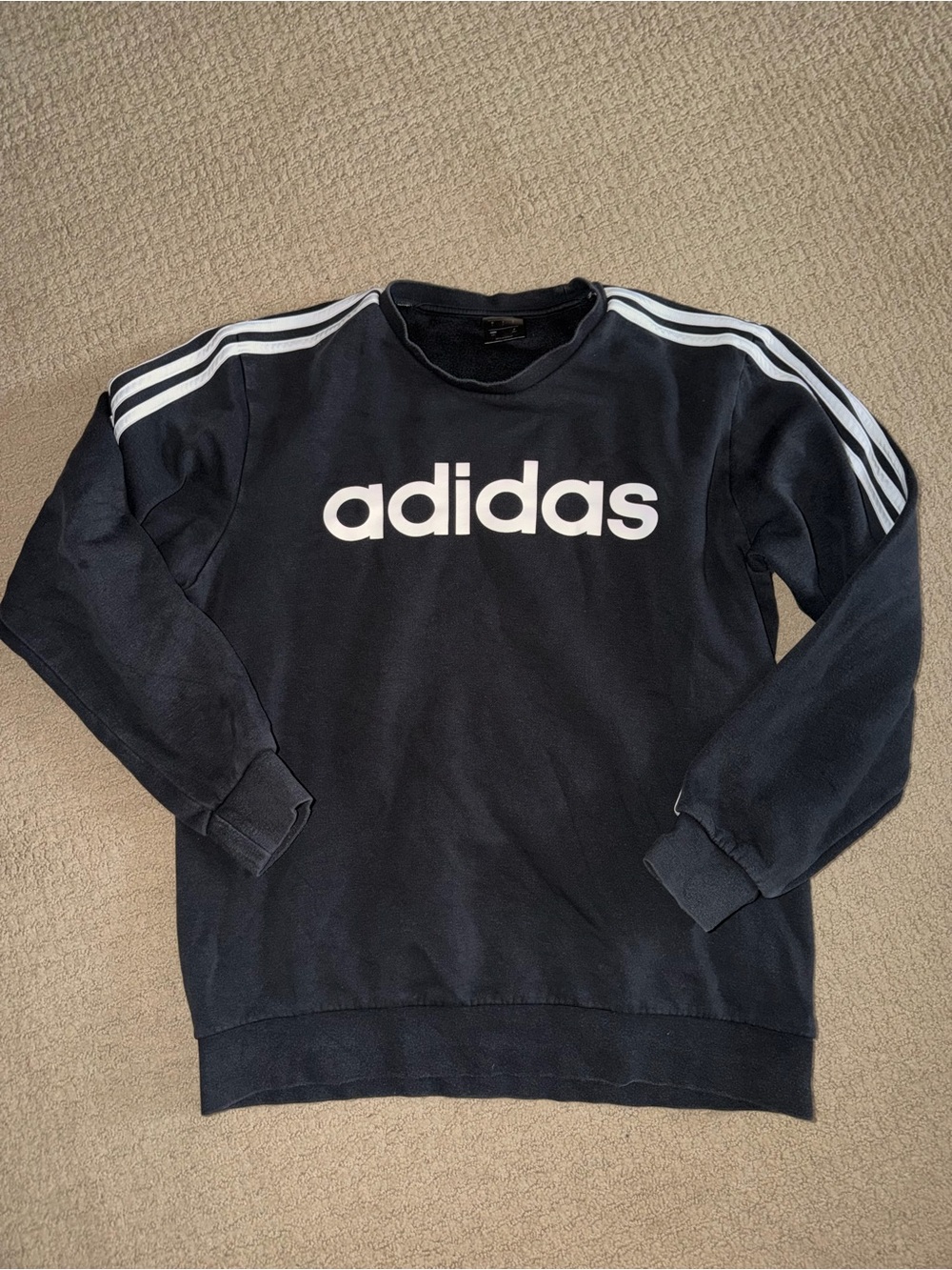 adidas black Crewneck Sweatshirt with White Logo Stripes